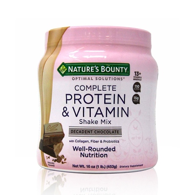 Nature's Bounty Complete Protein & Vitamin Shake Mix  Chocolate Powder  16oz 