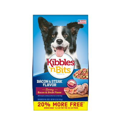 Kibbles 'n Bits Bacon & Steak Flavor Dry Dog Food 4.2lbs 