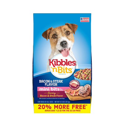 Kibbles 'n Bits Mini Bits Bacon & Steak Flavor Dry Dog Food 4.2lbs 