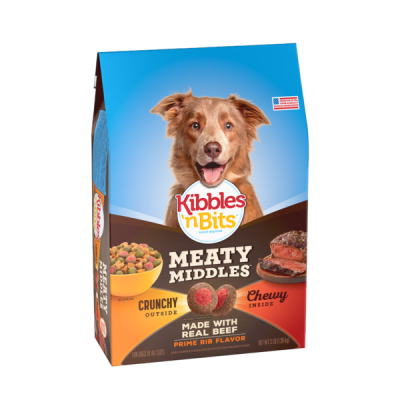 Kibbles 'n Bits Meaty Middles Prime Rib Flavor Dry Dog Food 3lbs 