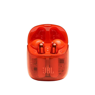 JBL T225TWS Ghost 真无线蓝牙耳机 半入耳式运动耳机 透明红