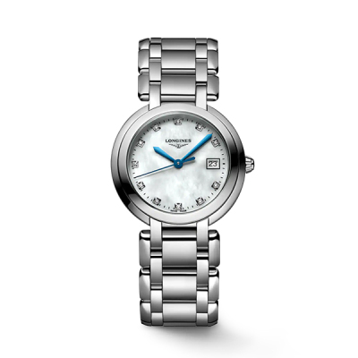 Longines Prima Luna Series: Elegant Fashion Pearl Plate with Diamond Quartz Mechanical Female Watch L8.112.4.87.6 
